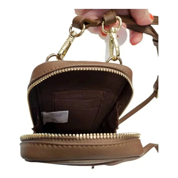 Vegan Leather Faux Cowhide Brown Cow Print Small Crossbody Compact Bag - Picture 4 of 6